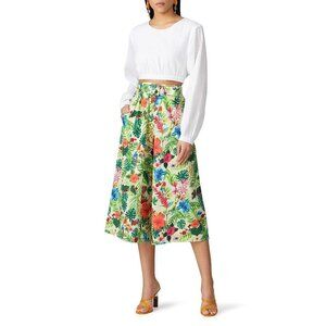 Miguelina Zendaya Floral Pants in Green XSmall Womens Capri Cropped